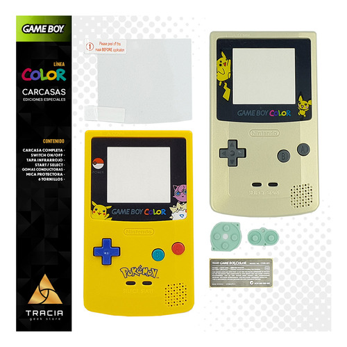 [ Carcasa Gameboy Color ] Pokémon Pikachu Gold Gbc | Tracia