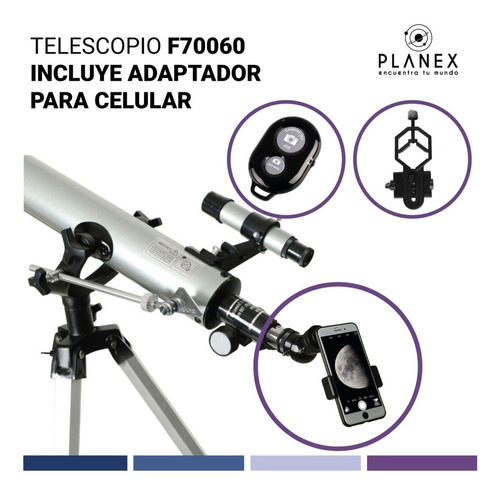 Telescopio Astronómico Monocular F70060 Planex + Soporte + Control Bluetooth