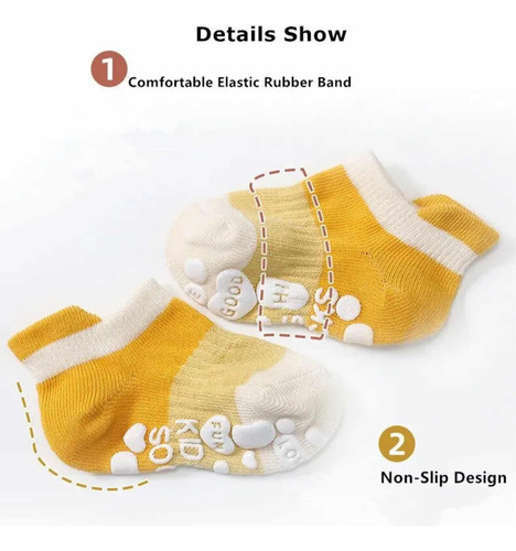 5 Pares De Calcetines Antiderrapantes Para Bebés Niños