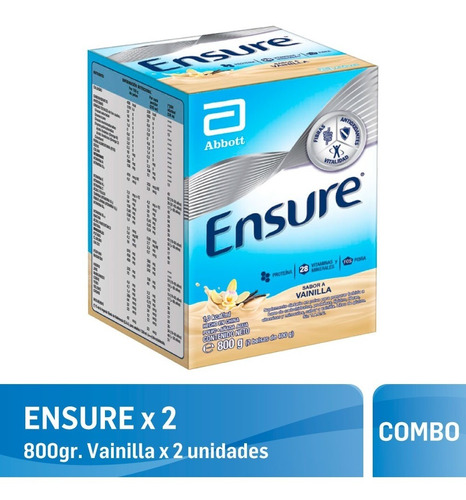 Combo Ensure Polvo Multivitaminico Vainilla Abbott 2 X 800gr