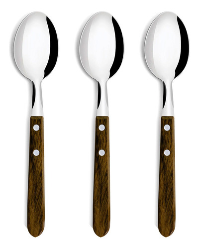 Set 3 Cubiertos Acero Inoxidable Mango Madera Cocina Simonag