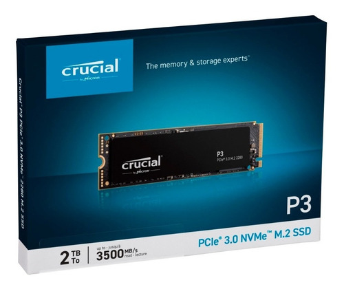 Disco Solido Ssd 2tb Crucial P3 M.2 Pcie 3.0 Nvme 3500 Mb/s