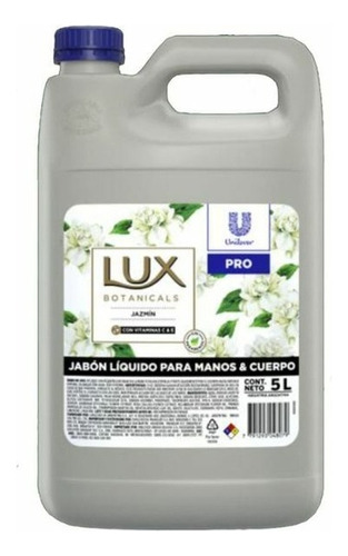 Jabon Liquido Para Manos Y Cuerpo Lux 5l Jazmin X 4 U