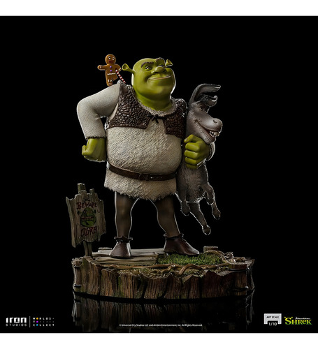 Figura De Acción Shrek, Burro Y El Hombre De Jengibre De Iron Studios Bds Art Scale 1/10