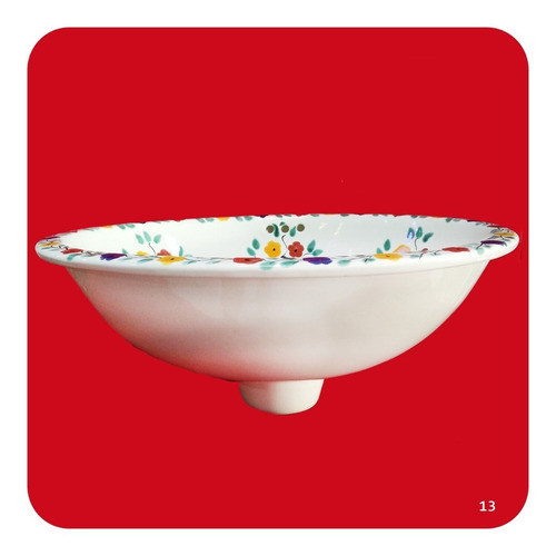 Imagen 2 de 3 de Lavabo Grande Color Cerámica Tipo Talavera 44x36x17 Cm M13