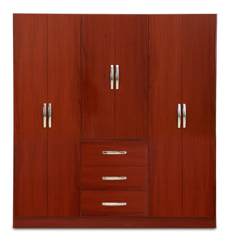Placard Máximo Family 6 Puertas 3 Cajones 169 Cm Color Caoba