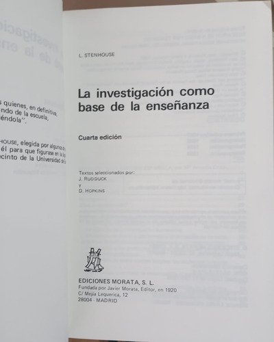 La Investigación Como Base De La Enseñanza (Usado)