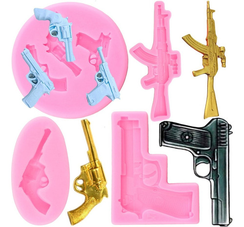 4pcs Molde De Silicona Pistola Fondant Pasta Resina