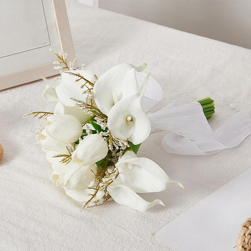 Buquê De Noiva De Casamento Flor De Dama Com Tulipa 22x29cm