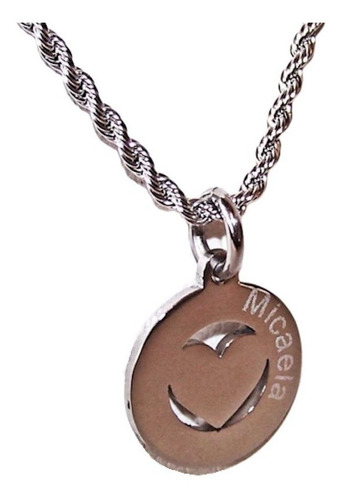 Dije Personalizado Acero Quirúrgico Arbol Corazón Nombre Con Cadena Soga. Grabado Incluído