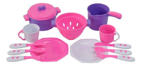 Set Panelinha, kit de cocina de juguete, calesita de color violeta con rosa