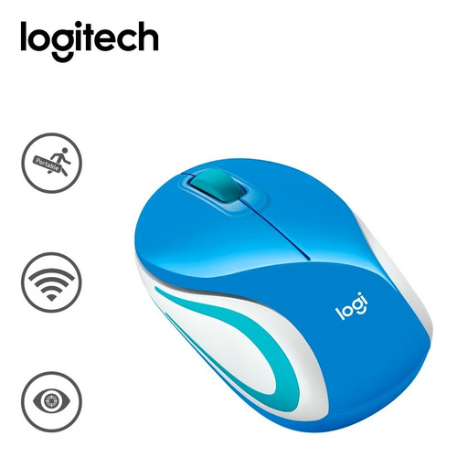Mini Mouse Logitech Inalambrico M187 Refresh Blue