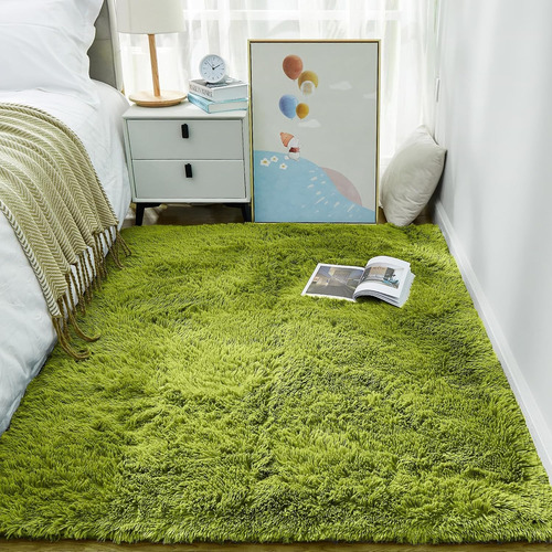 Alfombras De Área Verde Hierba Esponjosa Ophanie Para Dormi