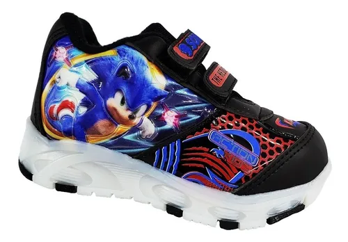 Tenis Ni o Sonic Luces Led Velcro Pegote The Hedgehog Ni os