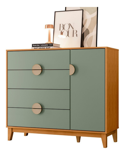 Cômoda Sapateira 1 Porta E 4 Gavetas Cinamomo / Igwt