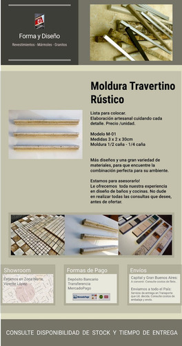 Imagen 2 de 7 de Moldura Travertino Rústico M01, Guarda - Forma Y Diseño