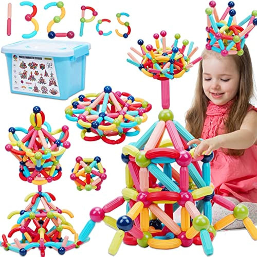 Couomoxa 132 Pcs Bloques De Construcción Magnéticos Conjunto