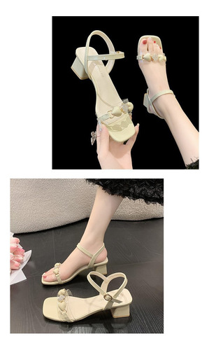 Sandalias De Tacón Alto Moda Con Cuadrada Y Para Mujer 5cm