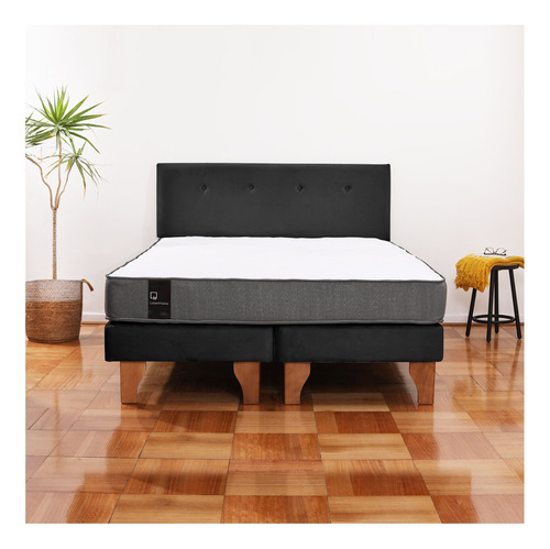 Cama Europea Zen Best Tela Velvet Negro 2pza + Respaldo