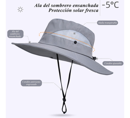Sombrero Con Ala Ancha Protección Solar Transpirable Unisex