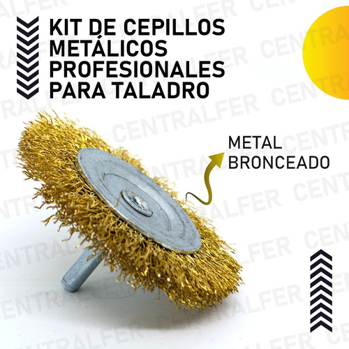 Imagen 5 de 10 de Kit X 5 Cepillo Copa Circular Descarbonizador Para Taladro