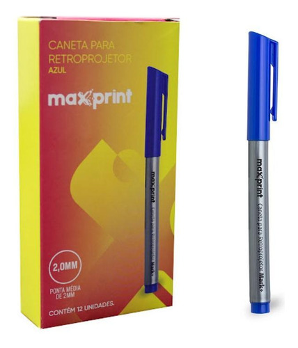 Caneta Retroprojetor Azul 2mm Mark+ Marcador Cd/dvd Maxprint