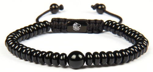 Pulsera Piedra Natural Onyx Negra Hombre Mujer Ajustable