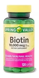 Biotina 10.000 Mcg Spring Valley 120 Softgels -importada Eua