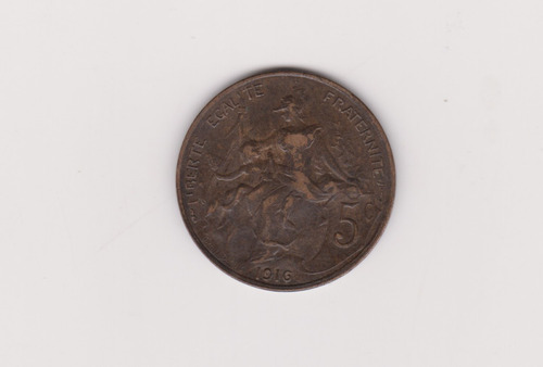 Moneda Francia 5 Centimes Año 1916 Excelente