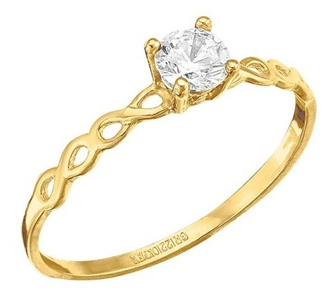 Imagen 2 de 2 de Anillo Solitario Mini Infinitos Amarillo Oro 10k - 688