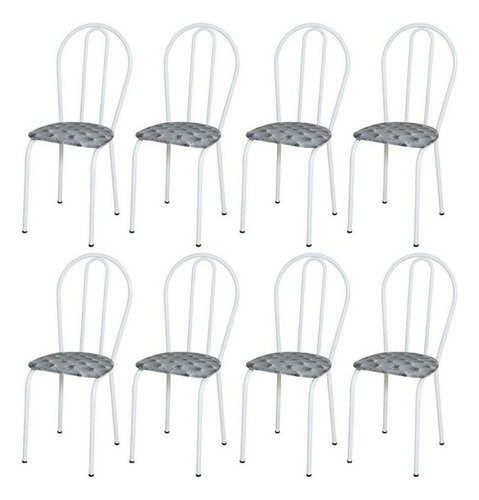 Kit 8 Cadeiras Para Cozinha 004 - Artefamol Branco/capitonê
