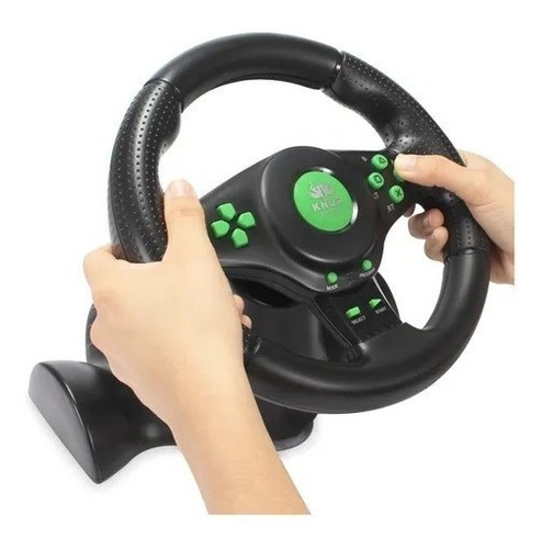 Volante De Vibração C/ Pedal E Cambio Gamer Pro Kp-5815a P/ Verde