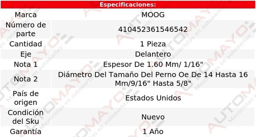 Laina Ajuste Caster/camber Del Moog Chevrolet G10 Van 71-74