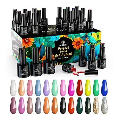 Gel Nail Polish Kit, Kastiny 27pcs Glitter Mermaid 2qlbh