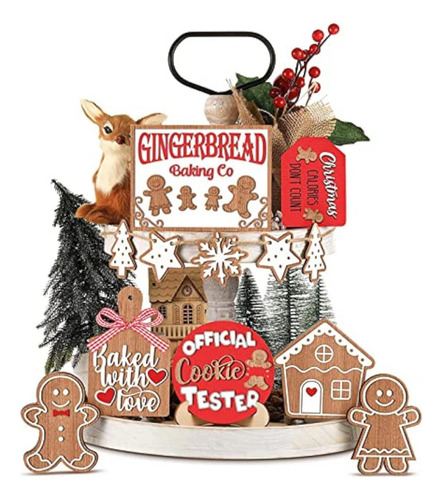 12 Christmas Gingerbread Tiered Tray Label Decorations