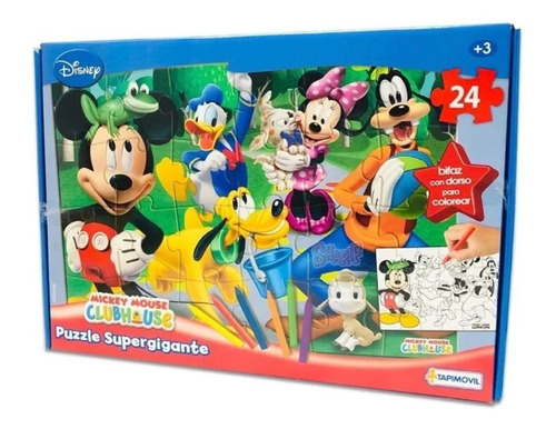 Puzzle Rompecabezas Supergigante Bifaz 24 Pzs Pintar Mickey