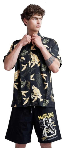 Camisa Hawaiana Hombre Verano Manga Corta Floreada