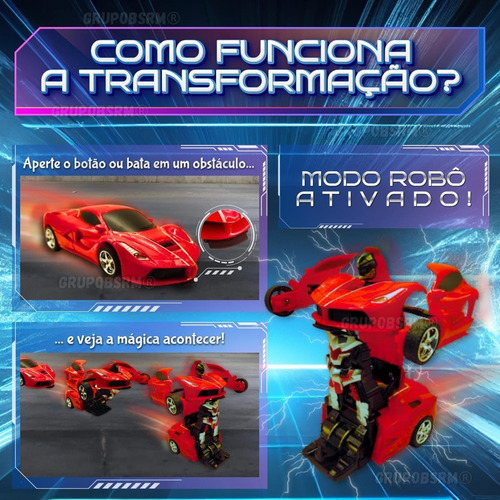 Carrinho de Controle Remoto 2 em 1 Vira Robô Presente Dia das Crianças Aniversário Natal Menino 5 6 7 Anos Carro de Control com Luz 2 funções Robocar Titanium