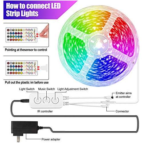 Tira De Luces Led Luxpower De 32,8 Pies Con Función Music Sy