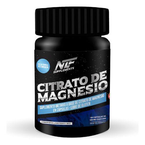 Citrato De Magnesio X 60 Capsulas De 600 Mgrs Sin Tacc