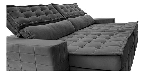 Sofá Retrátil 2,75m Cama Inbox Big Puffer. Com Softgel d40 Cor Cinza