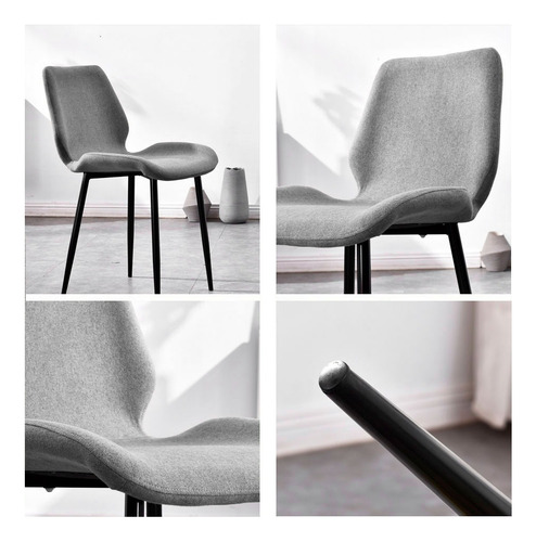 Silla De Comedor Berlin Estilo Nordico Moderno Minimalista Estructura de la silla Negro Asiento Azul
