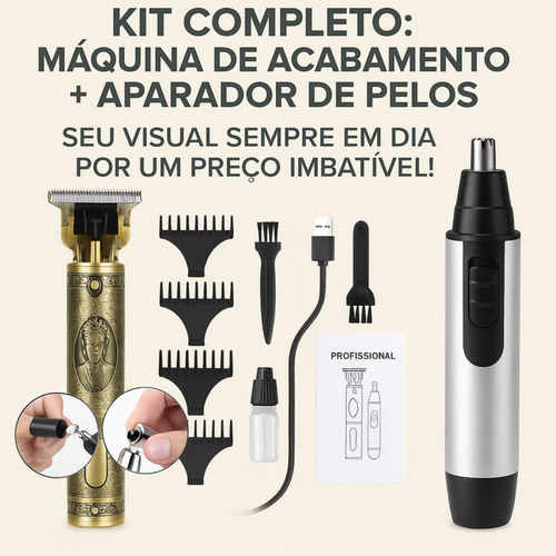 Kit Aparador De Pelos Nariz Barbeador Acabamento Profissiona