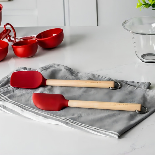 Juego de 2 miniespátulas de silicona rojas de Kitchenaid