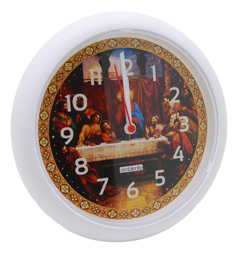 Relógio De Parede Santa Ceia Sala Cozinha Grande 24cm Branco