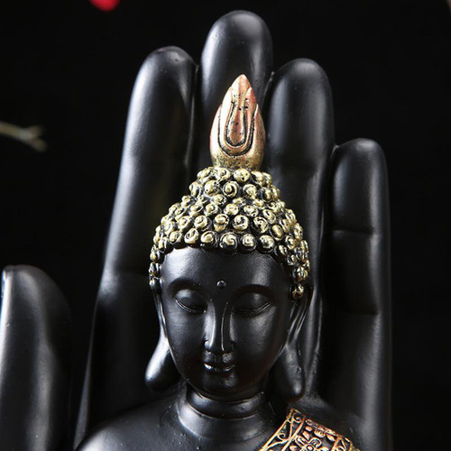 Buda Negro Sentado Estatua Tíbet Budista Escultura