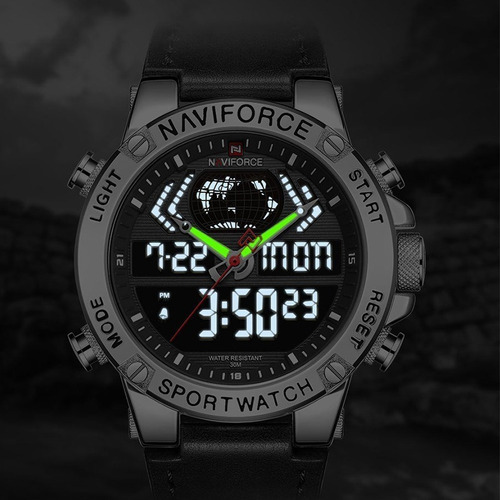 Reloj De Cuero Con Cronógrafo De Cuero Naviforce Para Hombre Color Del Bisel Dorado
