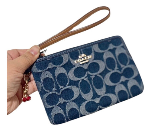 Muñequera Wristlet Coach Monogram Signature Y Color Denim