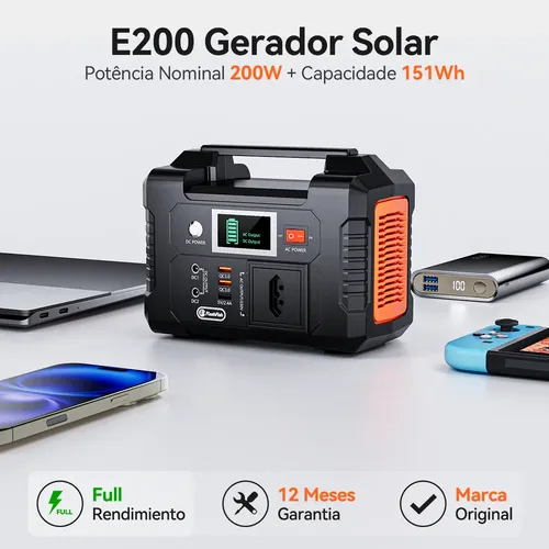 Flashfish E200 Gerador Elétrico Portátil 200w/151wh monofásico