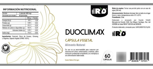 Pack Duoclimax 120caps (libido) Ryd